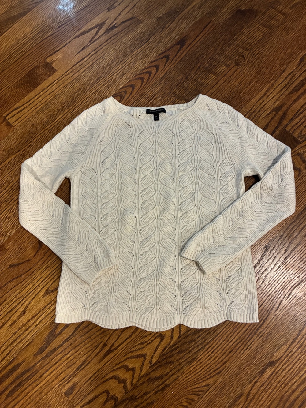 Banana Republic Cream Cable-Knit Scoop Neck Sweater